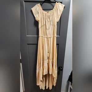 Kivari Cream Maxi Dress with Embroidered Details